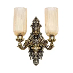 Fos Lighting Wall Sconce Light with Golden Fluted Glass Shades Ornate Brass Antique Finish 40 W-picture-17