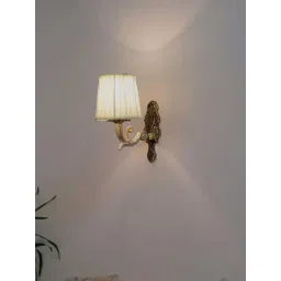 FOS LIGHTING White & Silver Aluminium Wall Sconce With Fabric Shade-picture-15
