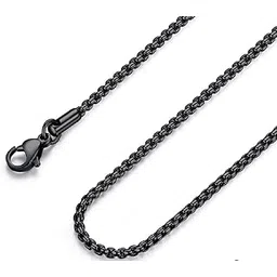 fosir 2-4MM Mens Womens Stainless Steel Black Rolo Cable Chain Necklace 18-36 Inch-picture-41