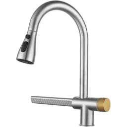 Fossa Stainless Steel Grey Single Hole Kitchen Sink Faucet with Pull Down Sprayer &a; Waterfall Shower-picture-11