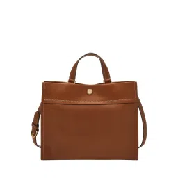 Fossil Carmen Solid-Plain Brown Leather Tote Bag with Detachable Strap (M)-picture-15