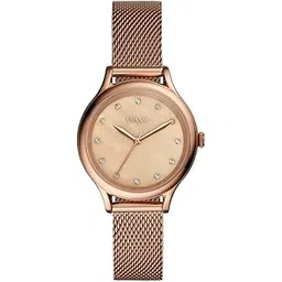fossil Leather Laney Analog Mother of Pearl Dial Women's Watch-Bq3392, Band Color:Rose Gold-picture-20