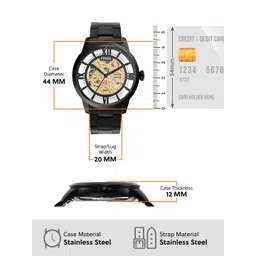 Fossil Men Black Skeleton Dial Stainless Steel Analogue Automatic Motion Watch ME3197I image 5