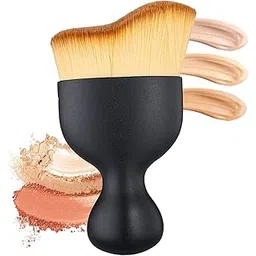 Foundation Makeup Brush, Flat Kabuki Travel Foundation Brush for Blending Liquid, Cream or Flawless Powder Cosmetics, Portable Face & Body Makeup Brush, with Protective Case (Black)-picture-47