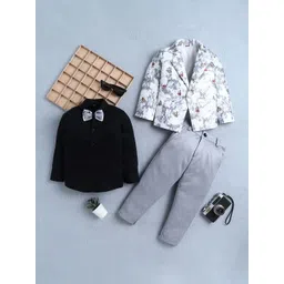 FOURFOLDS Abstract Printed 3 Piece Suit Set With Bow-picture-13