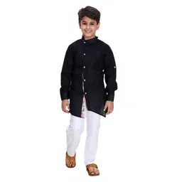 FOURFOLDS Boys Asymmetric Kurta with Pyjamas-picture-32