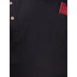 FOURFOLDS Boys Black & White Kurta With Pyjamas image 2