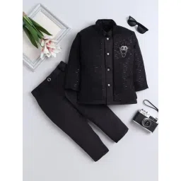Fourfolds Boys Black Embellished Clothing Set-picture-19