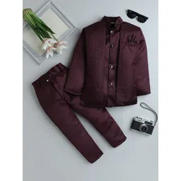 FOURFOLDS Boys Embroidered Kurta &Trousers With Jacket-picture-28