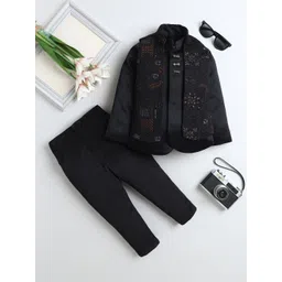 FOURFOLDS Boys Embroidered Mandarin Collar Sherwani-picture-23