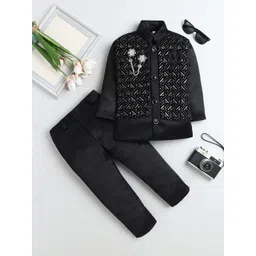 FOURFOLDS Boys Embroidered Mandarin Collar Sherwani Set-picture-25