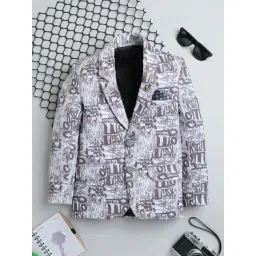 Fourfolds Boys Grey & Brown Printed Full Sleeves Blazer & Waistcoats-picture-24