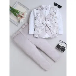 Fourfolds Boys Grey Printed Regular Fit Suit Set-picture-41