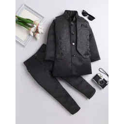 FOURFOLDS Boys Jacquard Design Single-Breasted Three-Piece Suit-picture-27