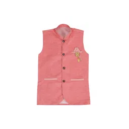 FOURFOLDS Boys Mandarin Collar Sleeveless Nehru Jacket-picture-31