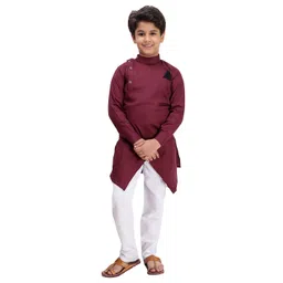 FOURFOLDS Boys Maroon & White Kurta & Pyjamas-picture-14