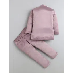 Fourfolds Boys Mauve Printed Regular Fit Indowestern Set image 2