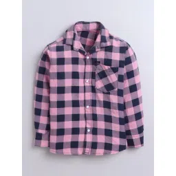 Fourfolds Boys Pink Regular Fit Chequered Shirt-picture-10