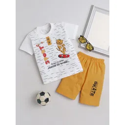 FOURFOLDS Boys Printed Pure Cotton T-shirt with Shorts-picture-38