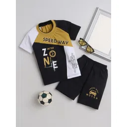 FOURFOLDS Boys Printed Pure Cotton T-shirt with Shorts-picture-33