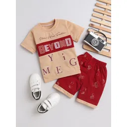 FOURFOLDS Boys Printed Pure Cotton T-shirt with Shorts-picture-34