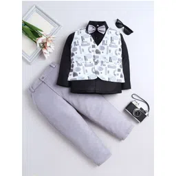 FOURFOLDS Boys Printed Three-Piece Party Suit With Bow Tie-picture-25