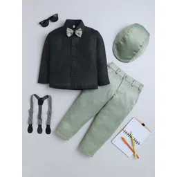 FOURFOLDS Boys Pure Cotton Bow Shirt Collar Shirt With Trousers-image-12