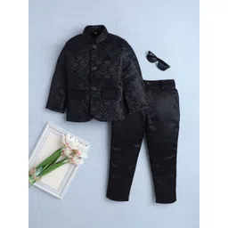 FOURFOLDS Boys Self Design Mandarin Collar Jodhpuri Blazer & Trouser-picture-28