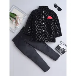 FOURFOLDS Boys Sequined Embroidered Jodhpuri 2-Piece Suit-picture-19