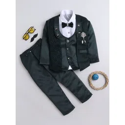 FOURFOLDS Boys Shawl Collar Single-Breasted 5 Piece Party Suit-picture-39