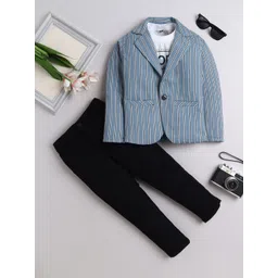 FOURFOLDS Boys Striped Blazer, Trousers & T-Shirt 3-Piece Party Suits-picture-18