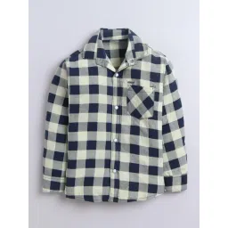Fourfolds Boys Yellow Regular Fit Chequered Shirt-picture-31