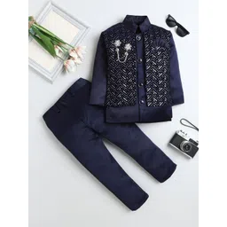 FOURFOLDS Embroidered Mandarin Collar Sherwani Set-picture-15