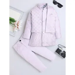 Fourfolds Kids Lavender Embroidery Three Piece Suit Set-picture-43