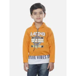 Fourfolds Kids Mustard Printed Regular Fit T-Shirt-picture-28