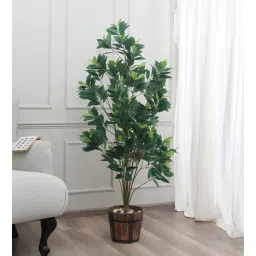 fourwalls Fabric Green Decorative Lemon Leaf Without Pot Artificial Plants-picture-36