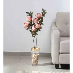 fourwalls Pink Fabric Peony Flower Stick Artificial Flowers-picture-35