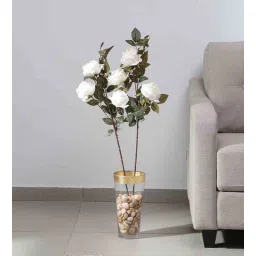 fourwalls White Fabric Peony Flower Stick Artificial Flowers-picture-34