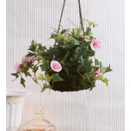 Light Pink Polyester Decorative Artificial Morning Glory Flower With Hanging Ironware Basket By Fourwalls-picture-28