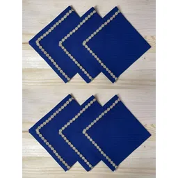FOVEROS 6 Pieces Blue Cotton Dinner Table Napkins-picture-11
