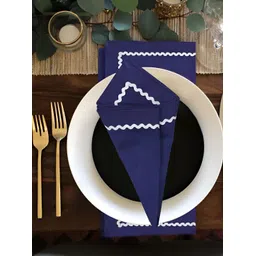 FOVEROS 6 Pieces Blue Cotton Dinner Table Napkins image 2