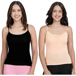 Fox World Womens/Girls Cotton Adjustable Strap Slip Camisole Pack of 2-picture-21