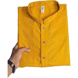 foxdx Rayon Kurta for Men | Traditional and Refined Design | Mandarin Collor Knee Length Kurta for Men | Full Sleeve Kurta-picture-19