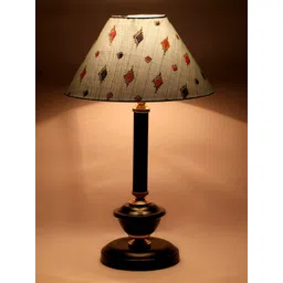 foziq Black & Blue Printed Contemporary Bell Table Lamp With Shade-picture-36