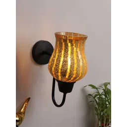 foziq Black & Yellow Striped Cylindrical Wall Lamp-picture-17