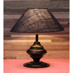 foziq Black Metal & Natural Fiber Blue Colour Table Lamp-picture-32