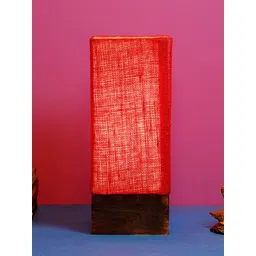 foziq Brown & Red Textured Wooden Table Lamp-picture-38