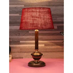 foziq Coffee Brown & Maroon Textured Table Lamp-picture-34