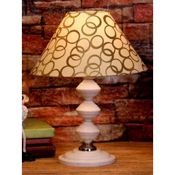 foziq White & Beige Printed Frustum Shaped Table Lamp-picture-10