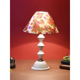 foziq White & Green Printed Frustum Shape Floral Metal Table Lamps-picture-29